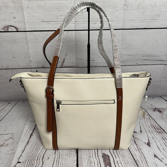 Cluci Laptop Travel Tote Bag White Padded Double Strap‎ Inner Pockets - Picture 4 of 13